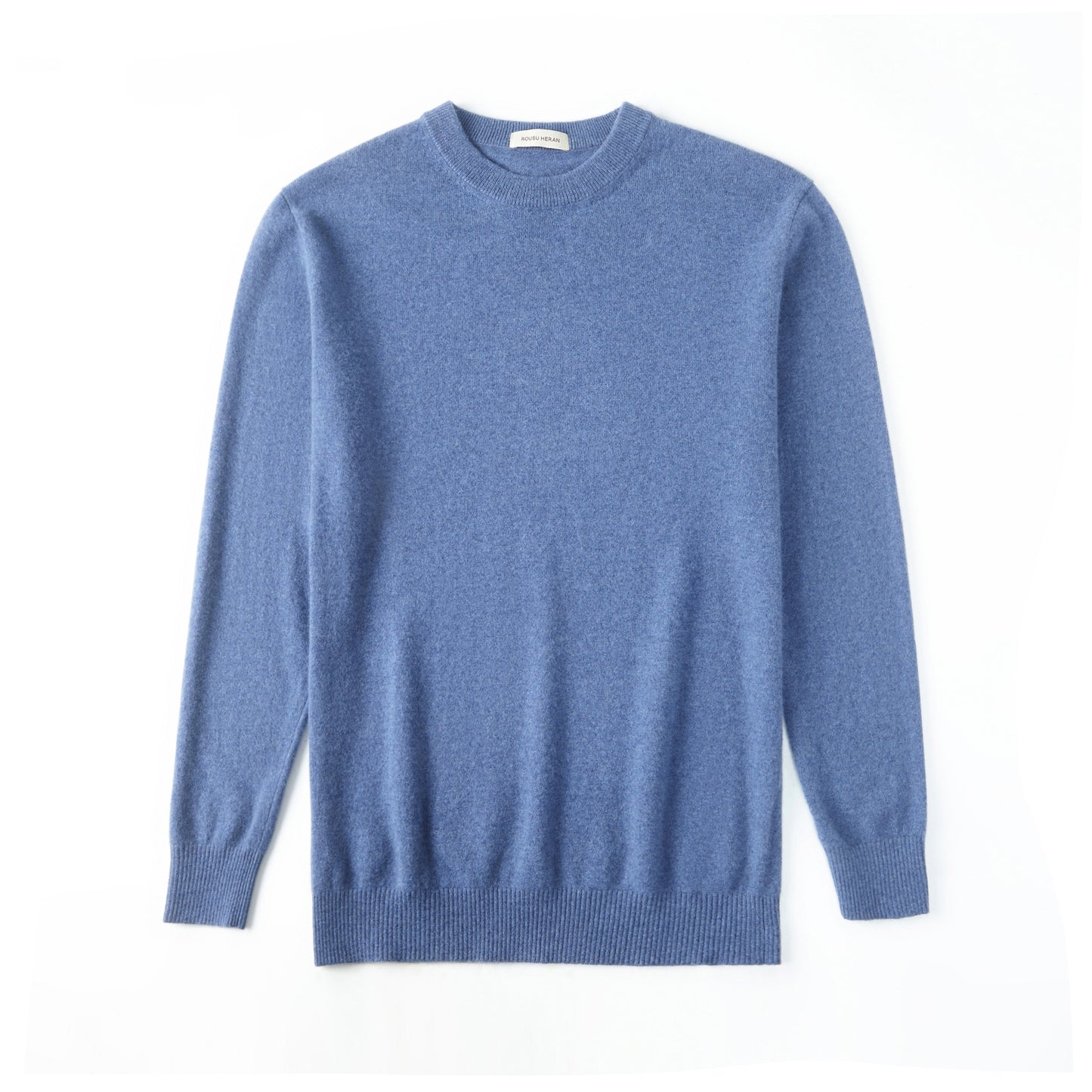 Solid Round Neck Men's Cashmere Sweater