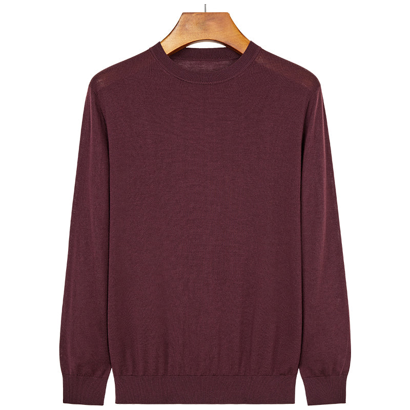 Fine-Spun Low Round Neck Wool Sweater