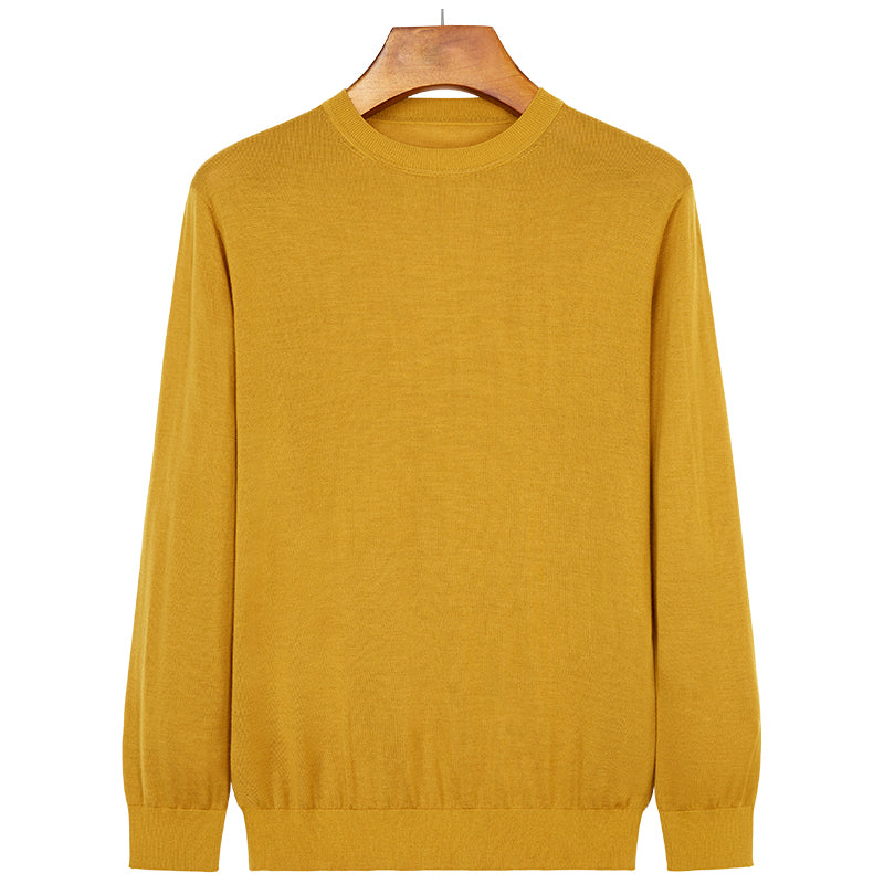 Fine-Spun Low Round Neck Wool Sweater