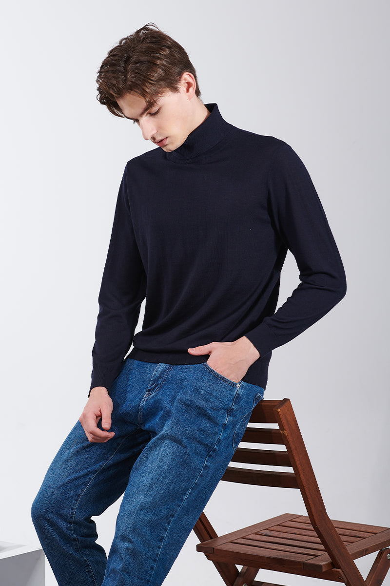 Double-Collar Wool Sweater