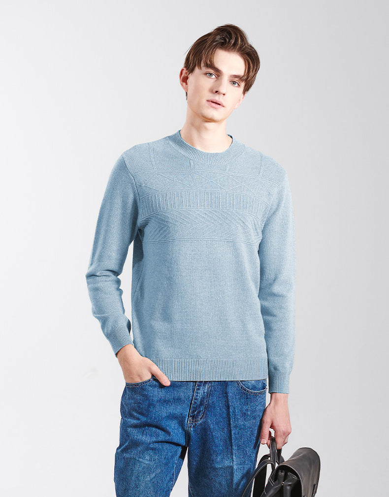 Ribbed Hem Round Neck Sweater