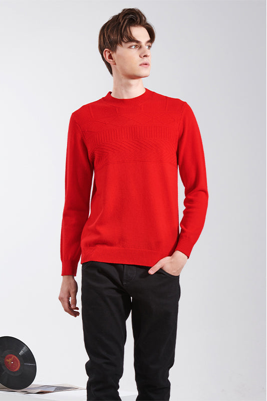 Ribbed Hem Round Neck Sweater