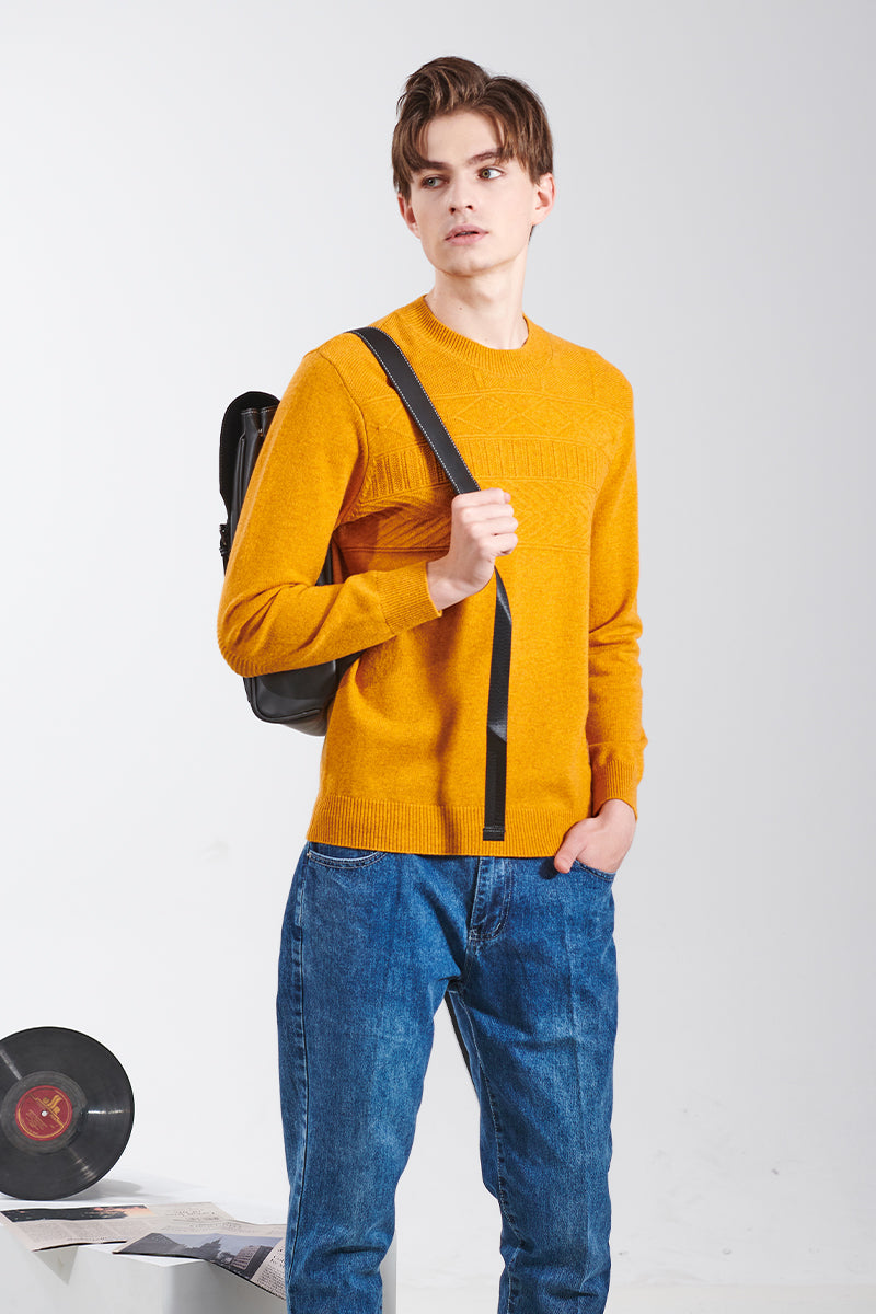 Ribbed Hem Round Neck Sweater