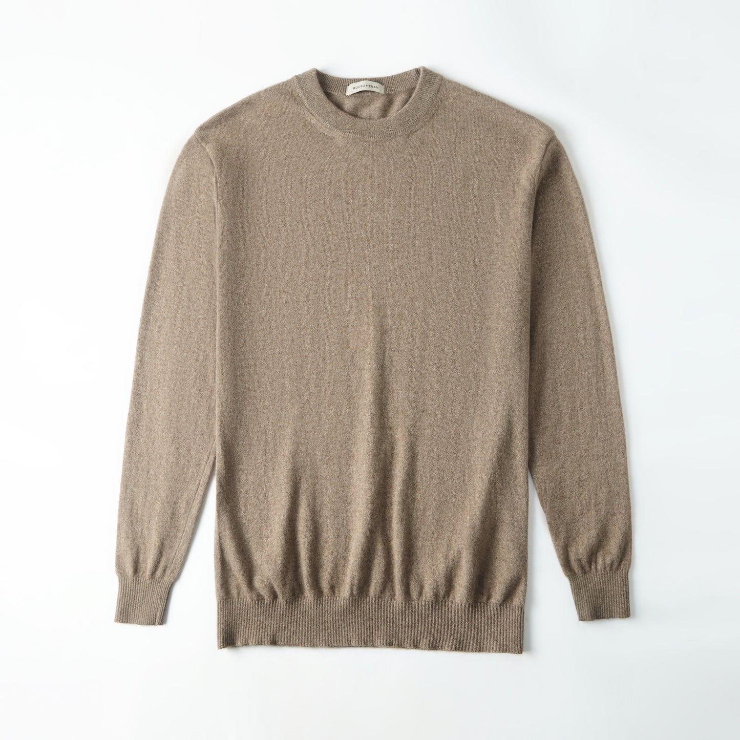 Solid Round Neck Men's Cashmere Sweater