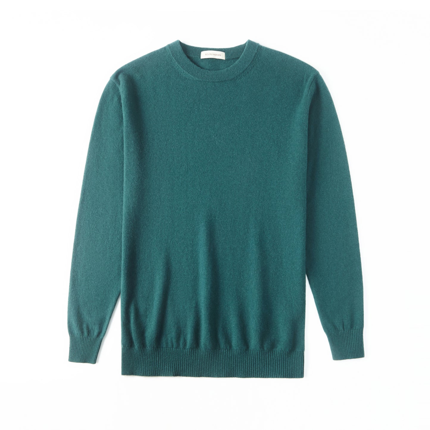 Solid Round Neck Men's Cashmere Sweater